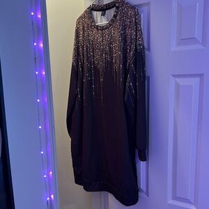 SHEIN Long Sleeve Sequin Dress - Black and Gold never worn